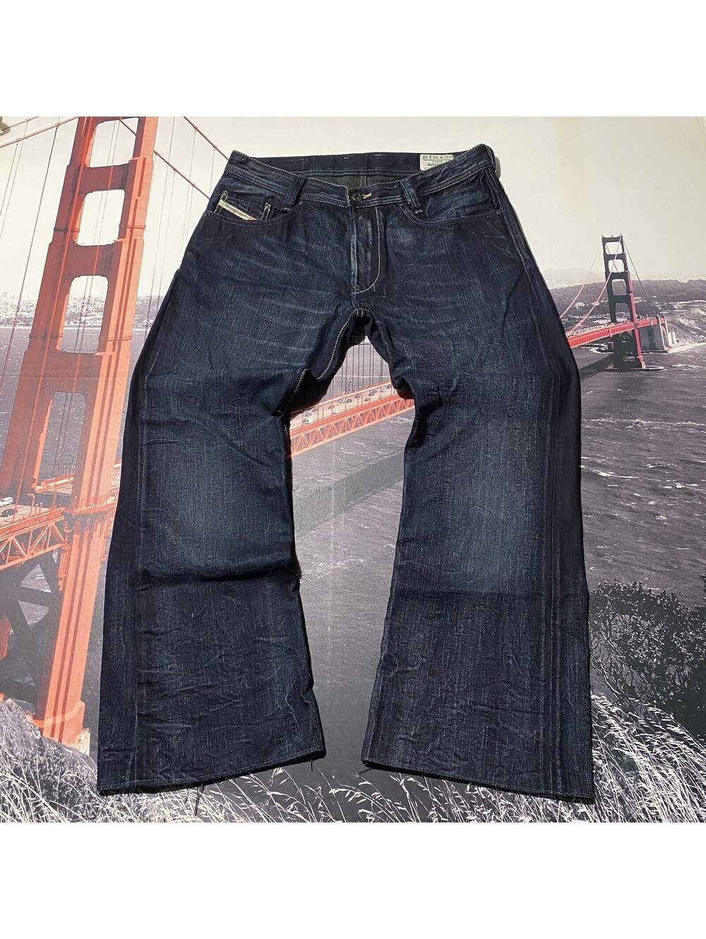 Diesel Koffha Jeans Mens Size 32x29 Blue Denim Boot Cut Y2K Wide Leg Italy Made